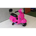 Lasten sähkömopo Mini Vespa GTS litiumakulla, selkänoja ja tukipyörät, 1,5–3 v, pinkki
