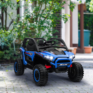 Lasten sähkömaastoauto UTV 24V kahdelle, neliveto, kaukosäädin, 5–7 km/h, sininen