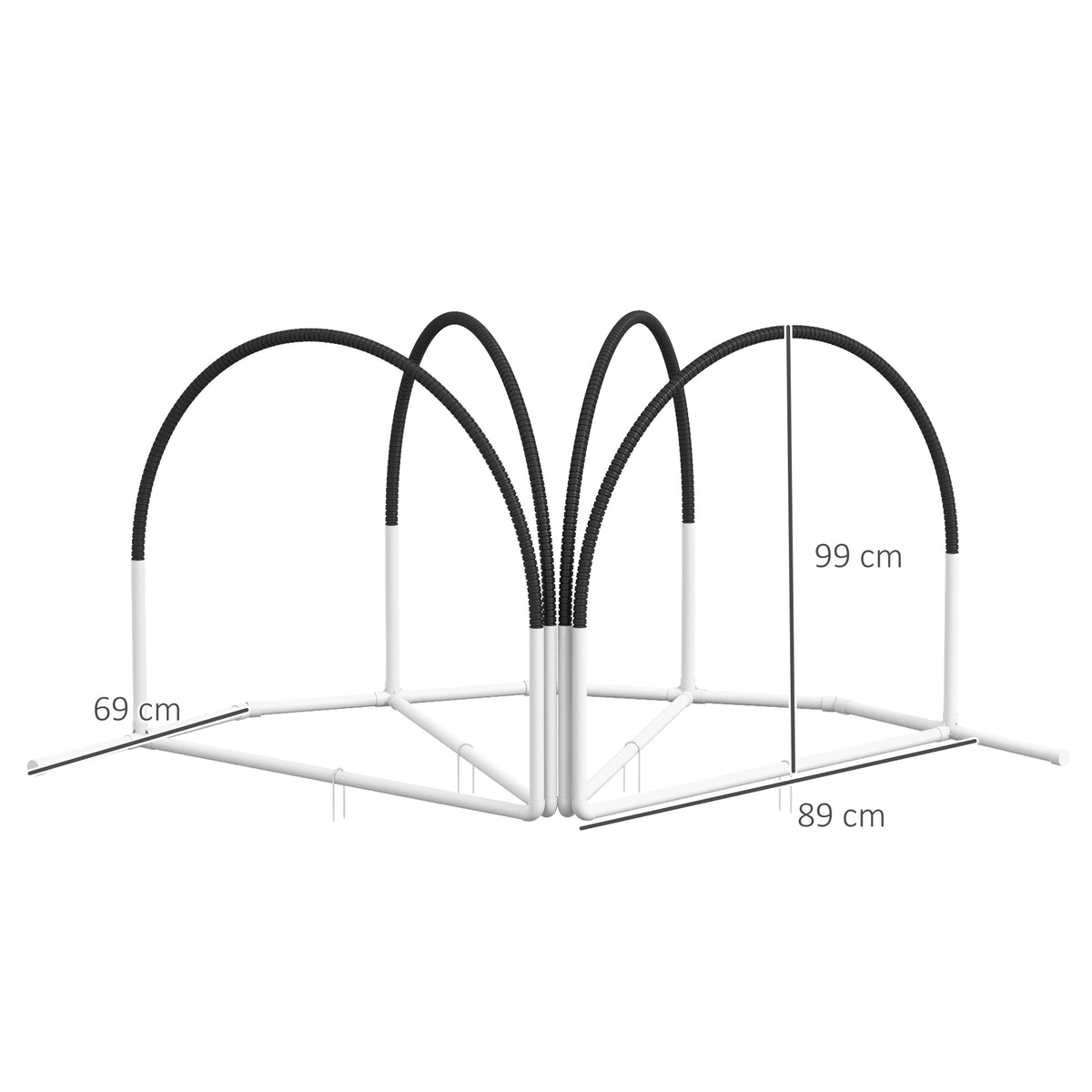 Koiran agility-setti 4 osaa maapiikeillä ja kantolaukulla, 89 x 69 x 99 cm, valkoinen/musta