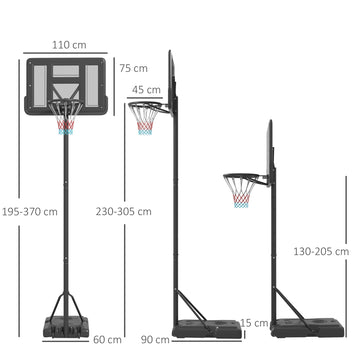 Koripalloteline 2-in-1 pihalle ja altaalle, korin korkeus 230–305 cm, musta