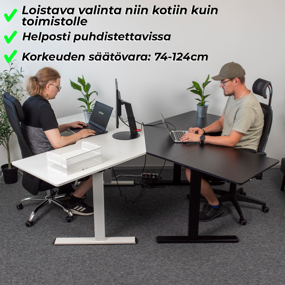 Lykke Kulmasähköpöytä M100 Valkoinen