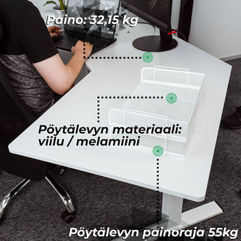Lykke Kulmasähköpöytä M100 Valkoinen