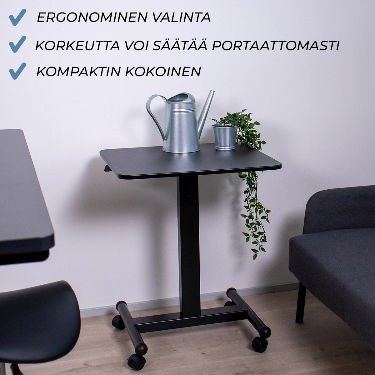 Lykke säädettävä pöytä L100, 60 x 52cm, musta