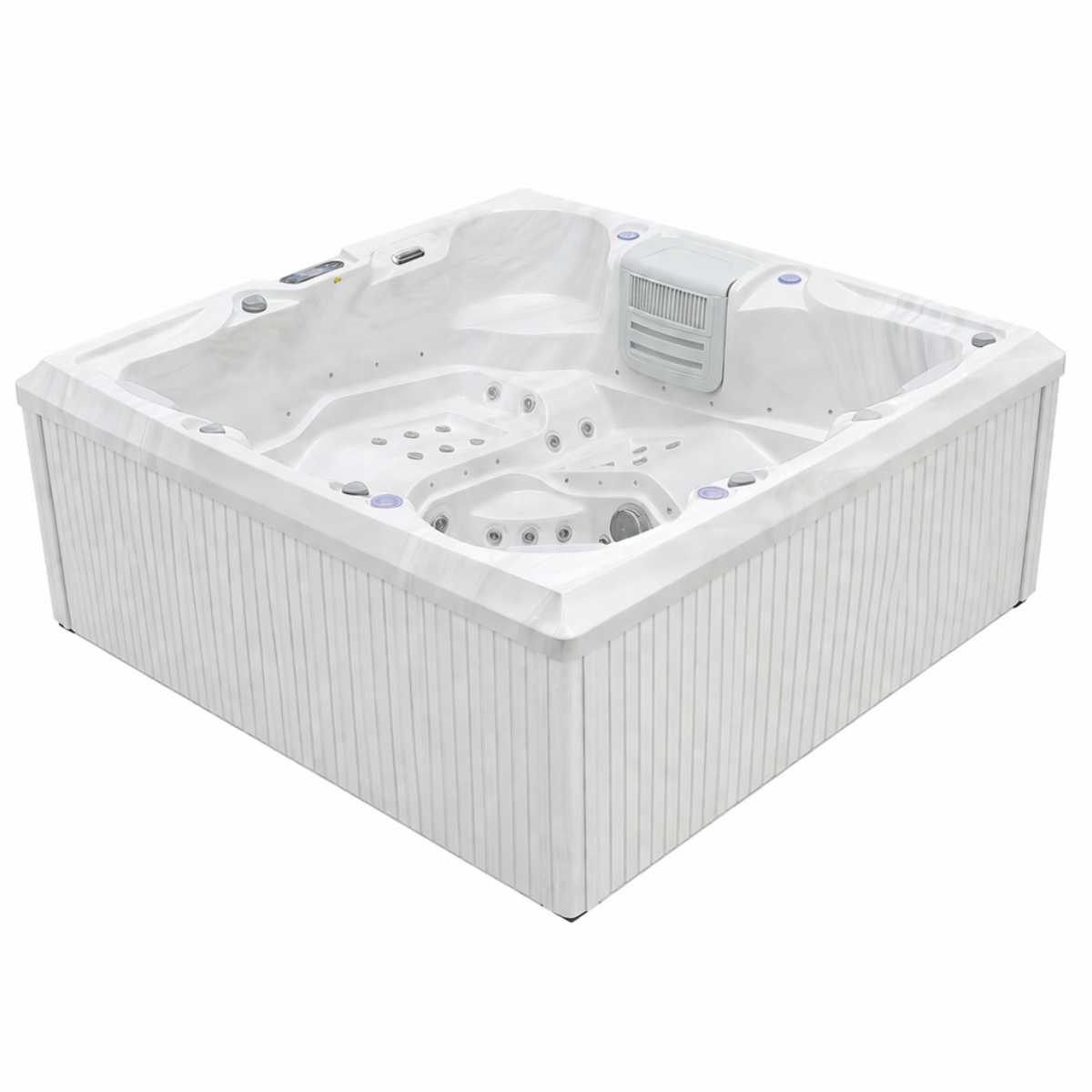 LUXUS Ulkoporeallas 215x215 cm, Pystypaneelit, 55 suutinta, LED-valot