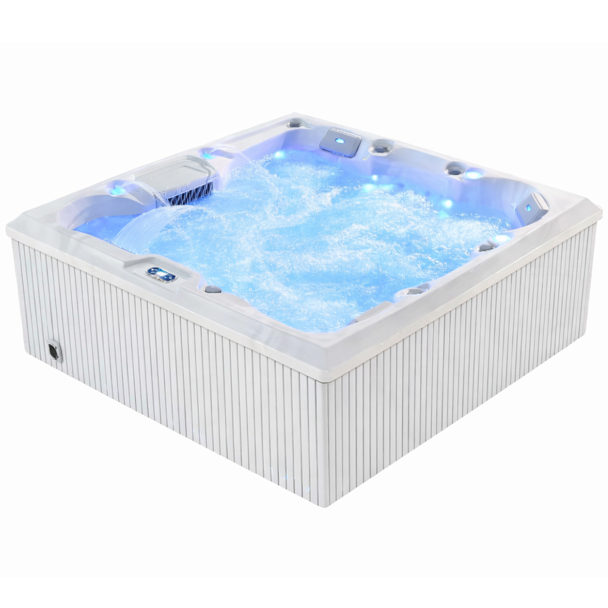 LUXUS Ulkoporeallas 215x215 cm, Pystypaneelit, 55 suutinta, LED-valot