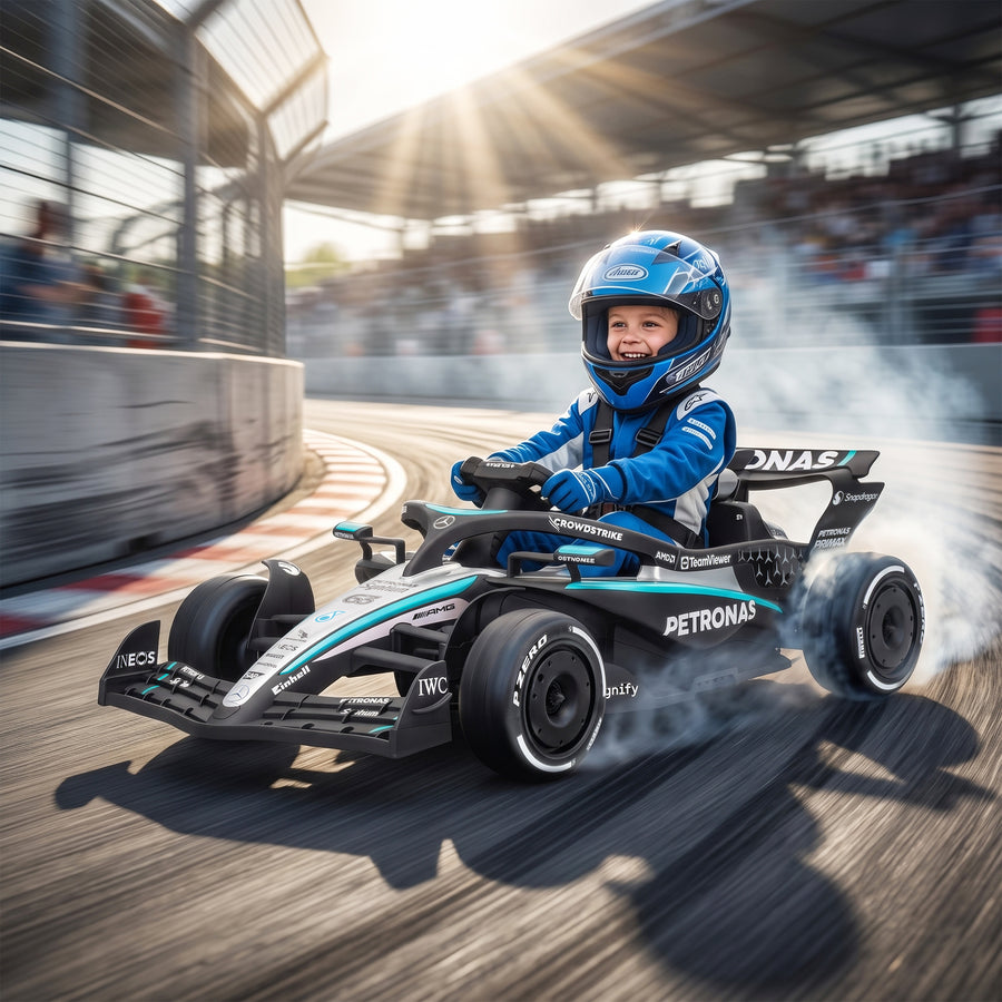 Lasten sähkökartingauto Mercedes-AMG Petronas F1, litiumakku, kaukosäädin, 3–5 v