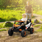 Lasten sähkömaastoauto UTV 12V, kaukosäädin, jousitus ja LED, 3–7 km/h, 3–5 v, oranssi