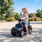 Lasten potkuauto Land Rover Discovery, äänitorvi ja moottoriäänet, säilytystila, 18–36 kk, musta
