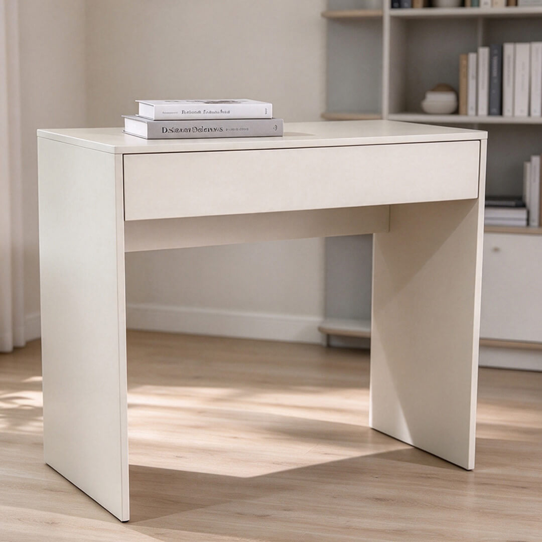 Meikkipöytä 91 x 35 x 76 cm – leveä laatikko, beige, kompakti koko