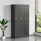 Metallinen Vaatekaappi 3 ovea 90 x 42 x 180 cm, lukittava – musta