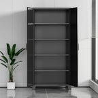 Metallinen vaatekaappi 191 x 85 x 40 cm, 2 ovea ja 4 hyllyä – musta