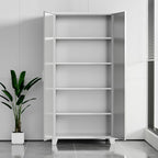 Metallinen vaatekaappi 191 x 85 x 40 cm, 2 ovea ja 4 hyllyä – vaalean harmaa