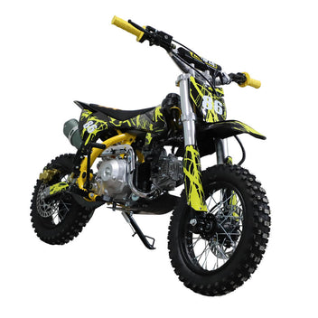 Minikrossi 110cc 4-takts – halvautomatisk, 80 km/h, hydrauliska skivbromsar, gul