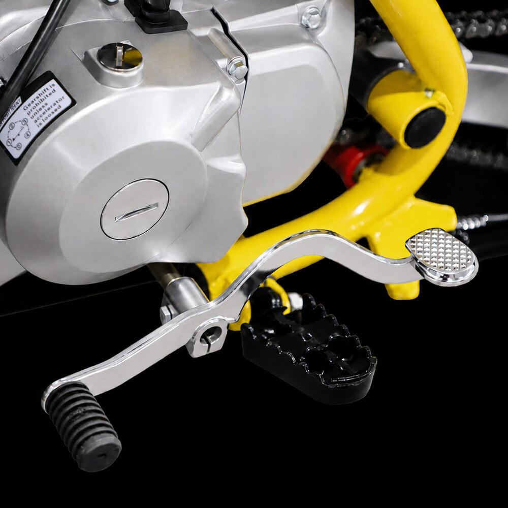 Minikrossi 110cc 4-tahti – puoliautomaatti, 80 km/h, hydrauliset levyjarrut, keltainen