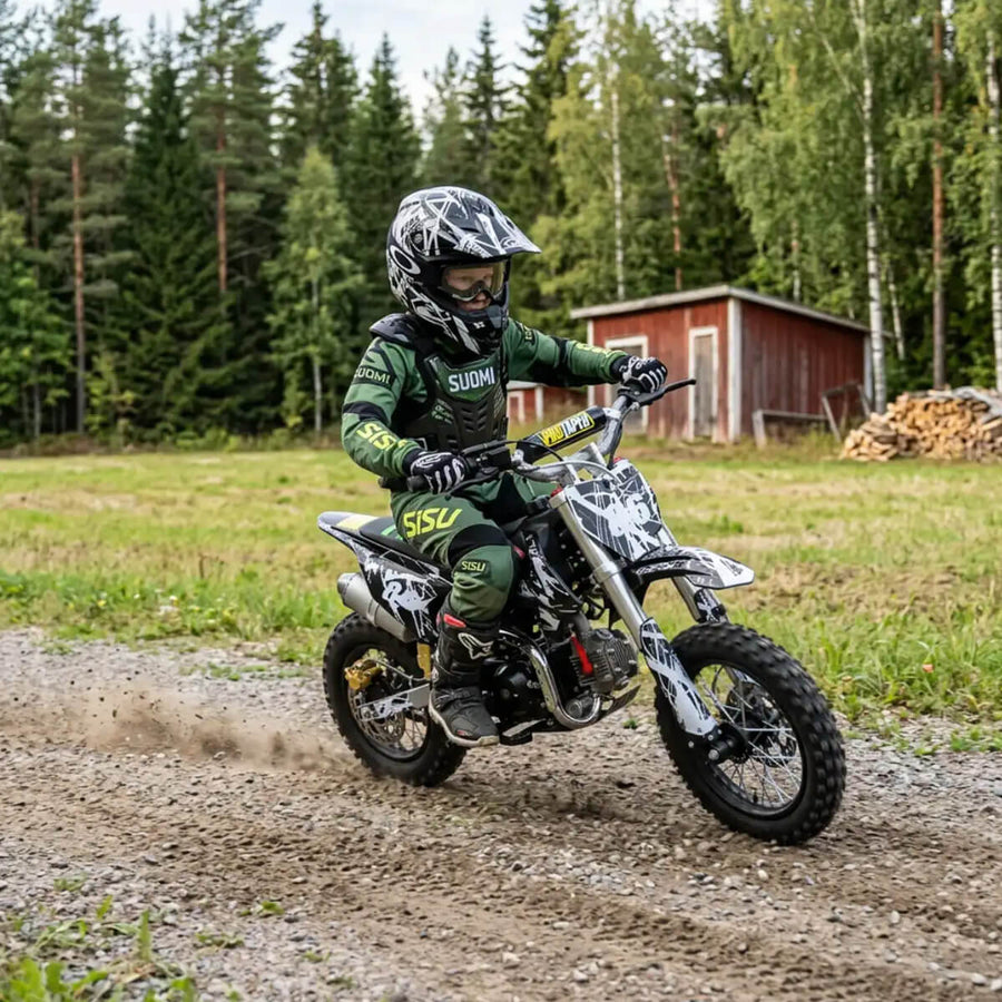 Minikrossi 110cc 4-takts – halvautomatisk, 80 km/h, hydrauliska skivbromsar, svart