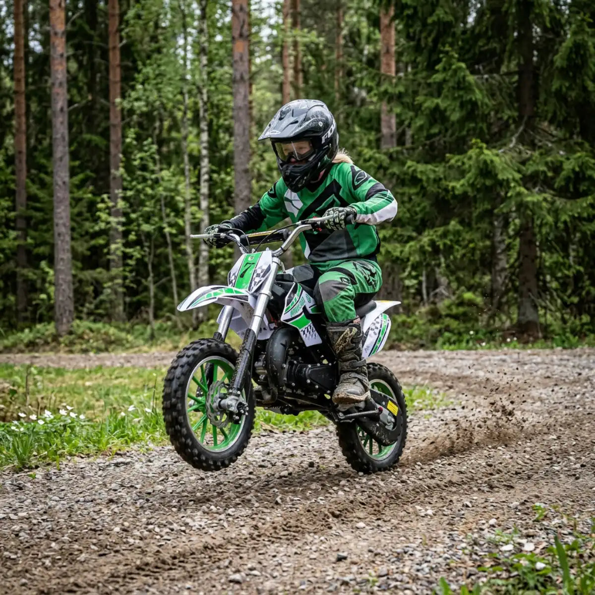Minikrossi 49cc – 2,5 kW, 45 km/h, automaattivaihteisto, vihreä