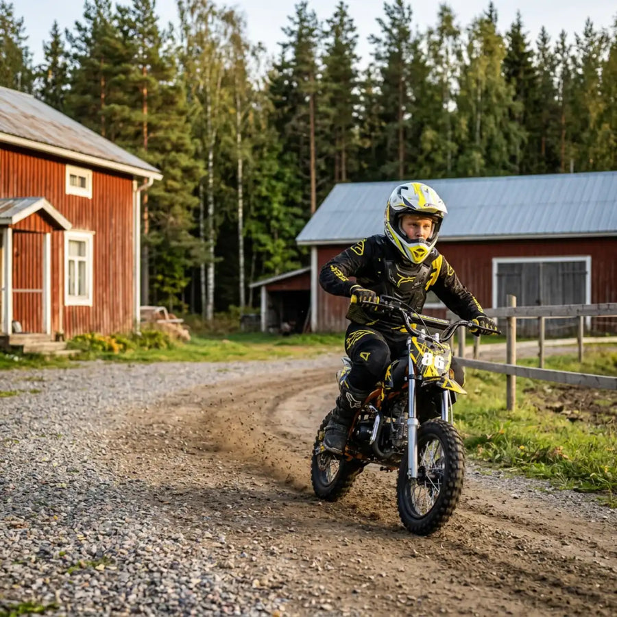 Minikrossi 70cc 4-takts – automatisk, elstart, gul