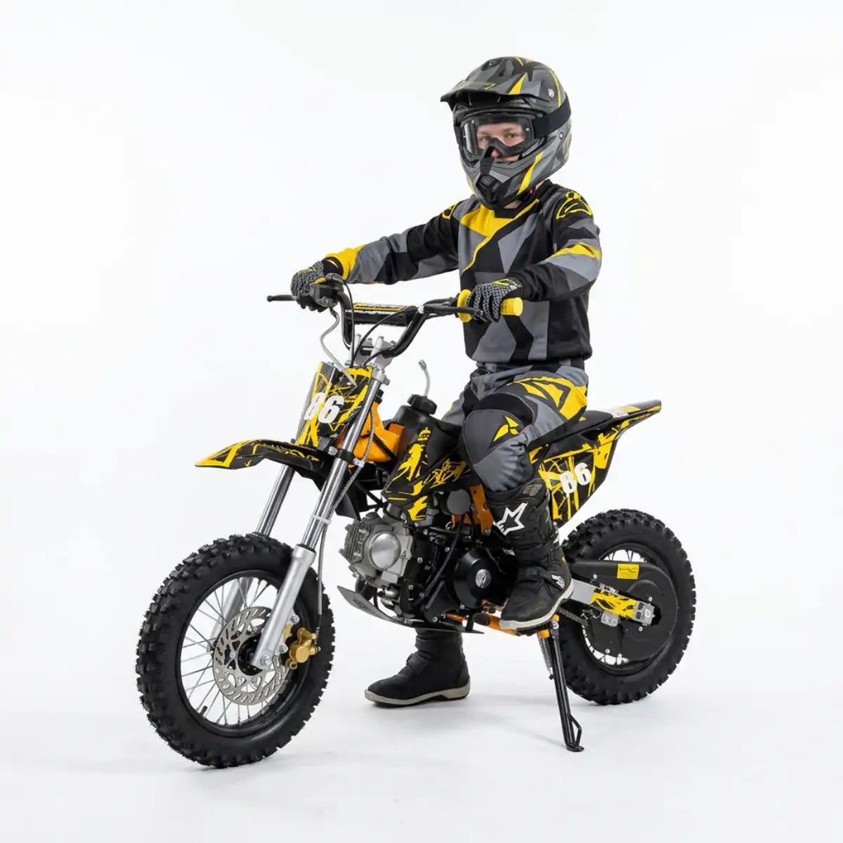 Minikrossi 70cc 4-tahti – automaatti, sähkökäynnistys, keltainen