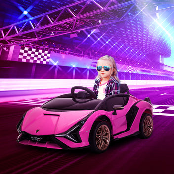Lasten sähköauto Lamborghini Sián SUV 12V, kaukosäädin ja musiikki, 3–5 v, pinkki