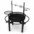 Multifunktionell utomhuseldstad 86 x 86 cm – 60 cm eldstad, 2 grillgaller, grillspett
