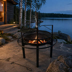 Multifunktionell utomhuseldstad 86 x 86 cm – 60 cm eldstad, 2 grillgaller, grillspett