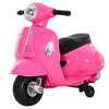 Lasten sähkömopo Vespa 6V irrotettavilla tukipyörillä, ajovalo ja äänitorvi, 1,5–3 v, pinkki