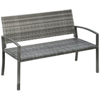 Polyrottinkinen puutarhapenkki teräsrungolla, 2-istuttava, 122 cm, ruskea