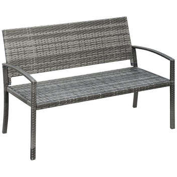 Polyrottinkinen puutarhapenkki teräsrungolla, 2-istuttava, 122 cm, ruskea