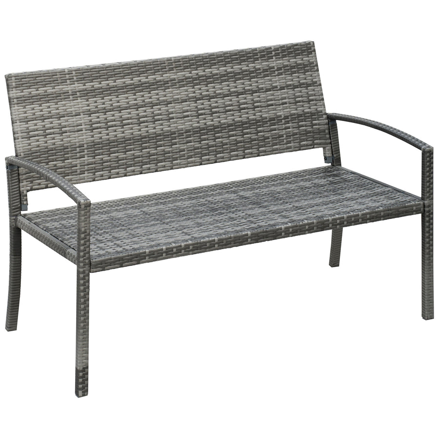 Polyrottinkinen puutarhapenkki teräsrungolla, 2-istuttava, 122 cm, ruskea