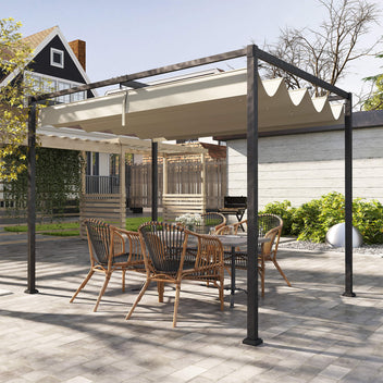 Pergola liukukatolla, 2,98 x 2,13 m, khaki