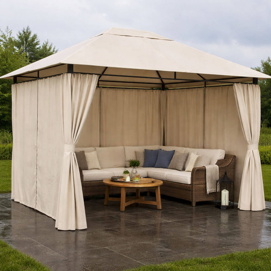 NIKO Pihapaviljonki 3x4m / Paviljonki Katos Terassille ja Pihalle, Vaalea Beige