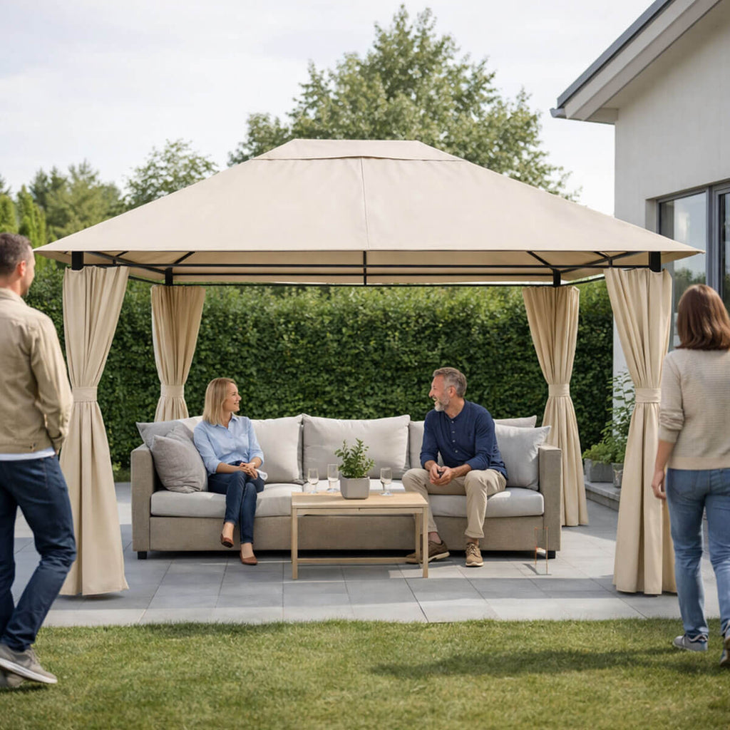 NIKO Pihapaviljonki 3x4m / Paviljonki Katos Terassille ja Pihalle, Vaalea Beige