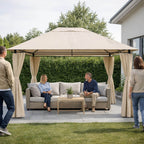 NIKO Pihapaviljonki 3x4m / Paviljonki Katos Terassille ja Pihalle, Vaalea Beige