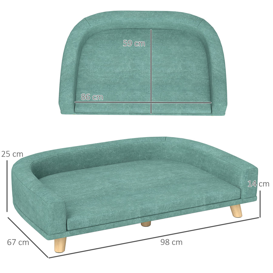 Koiran sohva isoille koirille 30 kg asti, paksu irrotettava tyyny, 98 x 67 x 25 cm, vihreä