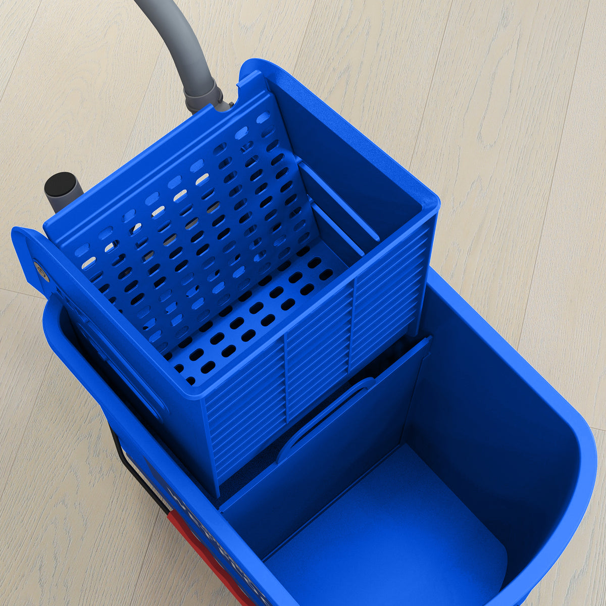 Moppiämpäri 20 l puristimella ja kahvalla, pyörät, muovi, sininen