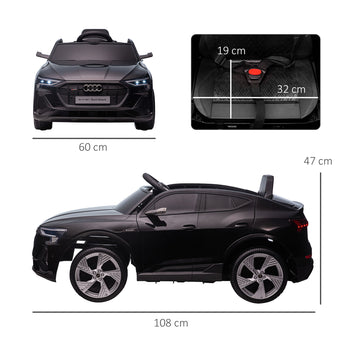 Lasten sähköauto Audi e-tron 12V, kaukosäädin, turvavyö ja musiikki, 3–5 v, musta
