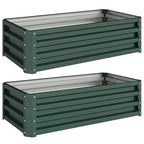 Metalliset kasvatuslaatikot avoimella pohjalla, 2 kpl, 110 x 50 x 30 cm, vihreä