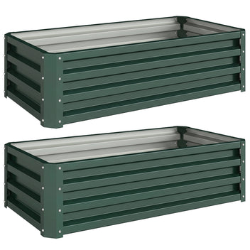 Metalliset kasvatuslaatikot avoimella pohjalla, 2 kpl, 110 x 50 x 30 cm, vihreä