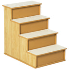 Lemmikin portaat 4 askelmaa, liukumaton lyhytnukka, 30 kg asti, 40 x 59 x 54,2 cm, luonnonpuu