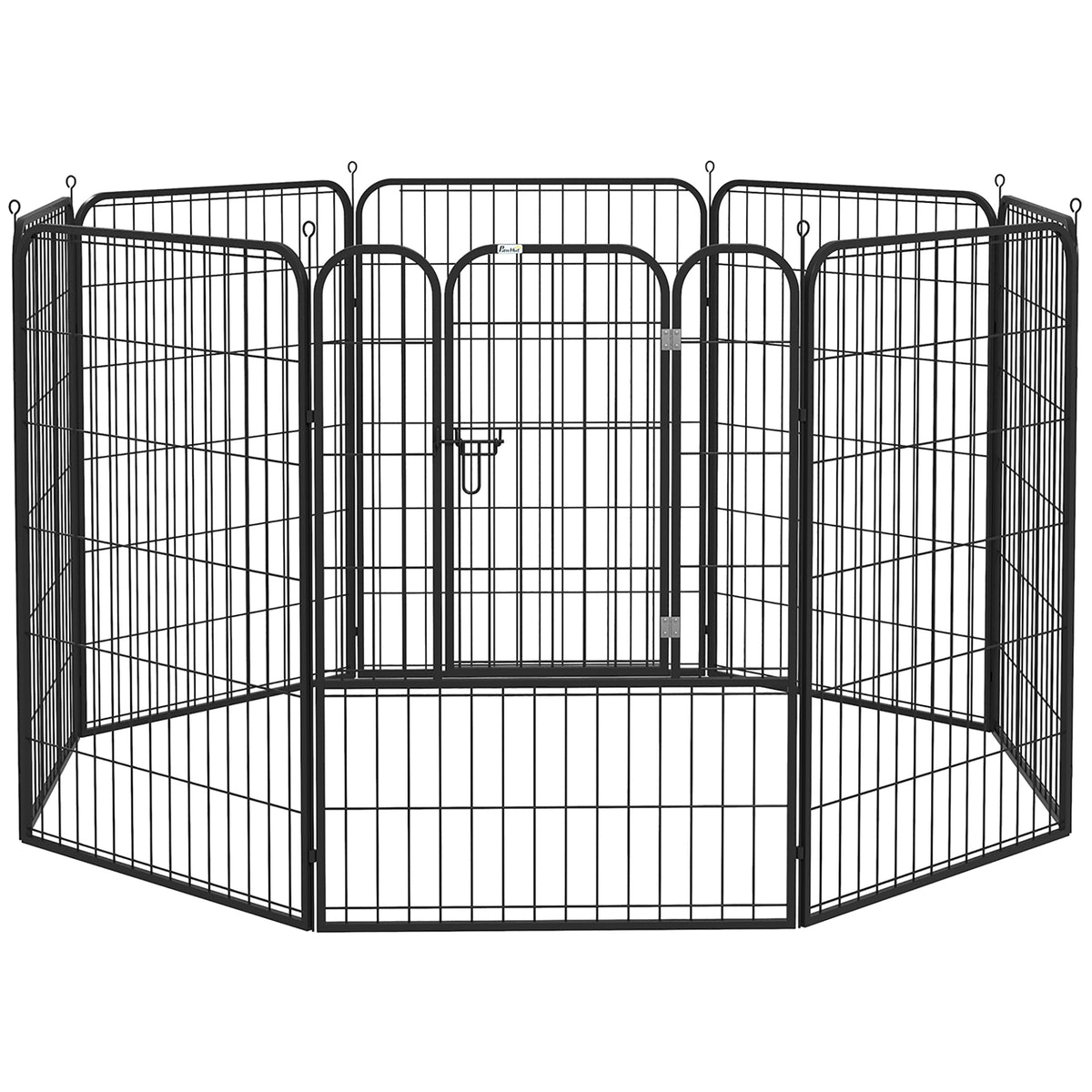 Koiran aitaus 8 paneelia, 100 cm korkea, lukittava ovi, teräs, työkaluton kokoaminen, harmaa