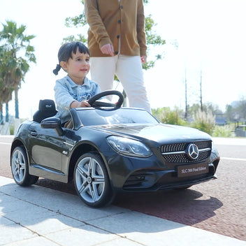 Lasten sähköauto Mercedes SLC 300, kaukosäädin, LED-valot ja musiikki, 3–6 v, musta