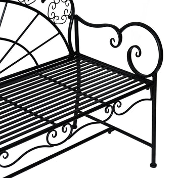 Metallinen puutarhapenkki, 2-istuttava, 107 cm, musta