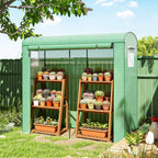 Kasvihuone leveällä rullaovella ja verkkoikkunoilla, 200 x 75 x 188 cm, vihreä