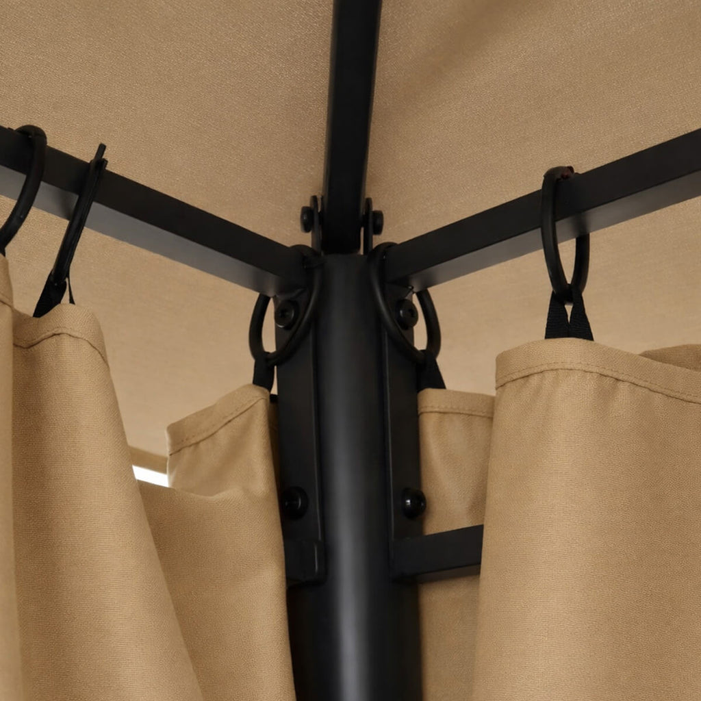 Paviljong 3 x 3 m – sidogardiner, ventilationstak, Ø 48 mm stålstolpar, beige
