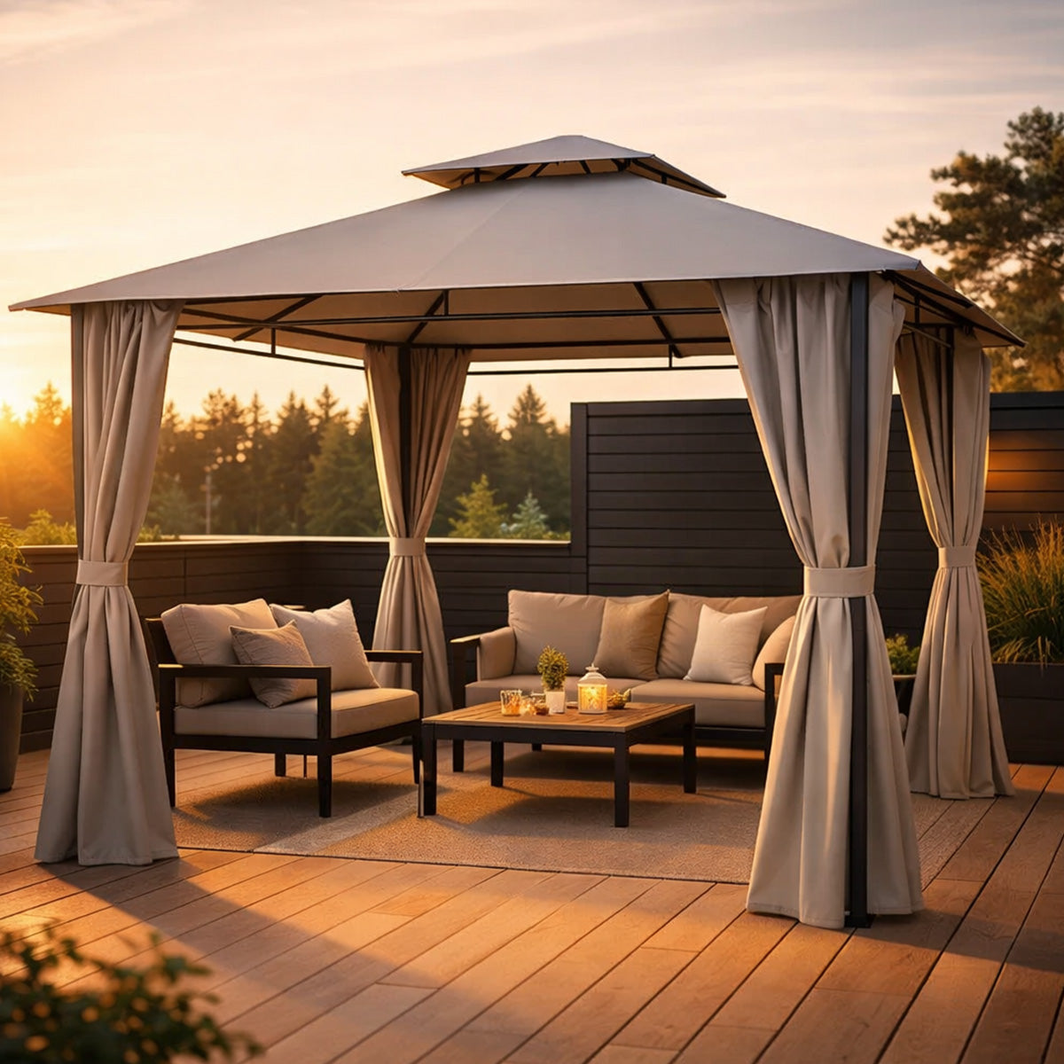 Lund & Leaf PATIO Paviljong / Terrassöverdrag 3x3m, Grå