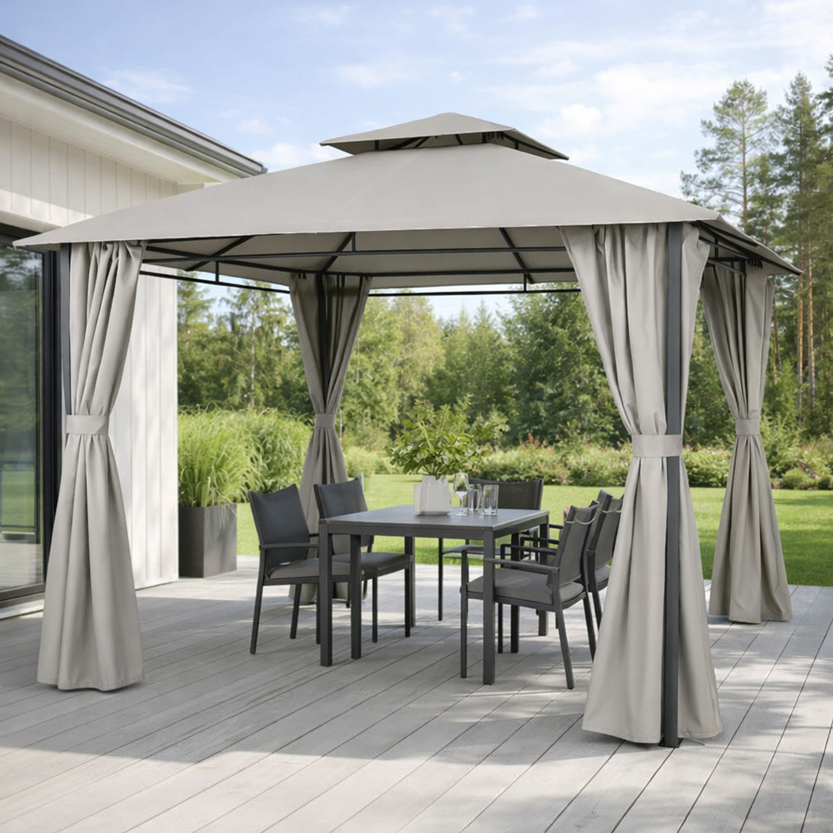 Lund & Leaf PATIO Paviljong / Terrassöverdrag 3x3m, Grå