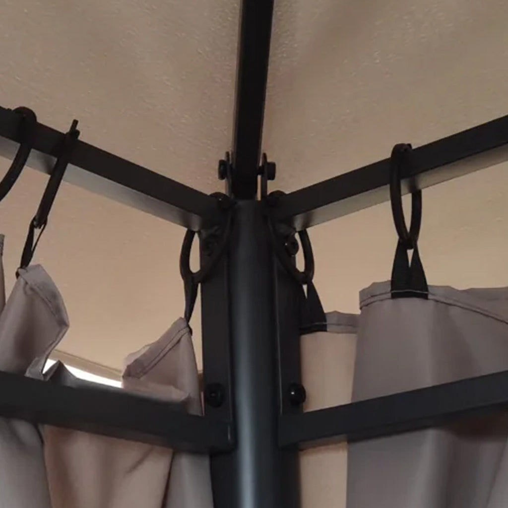 Paviljong 3 x 3 m – sidogardiner, ventilationstak, Ø 48 mm stålstolpar, grå