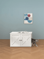 Feandrea kissatalo, kissanvessakaappi irrotettavalla väliseinällä, pöytämalli, 80 x 53 x 50cm, valkoinen