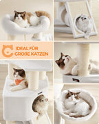 Feandrea Suuri raapimispuu, luola, riippumatto, plyysitaso, tunneli, sisalpylvästä, raapimislauta, 50 x 50 x 141cm, kerma