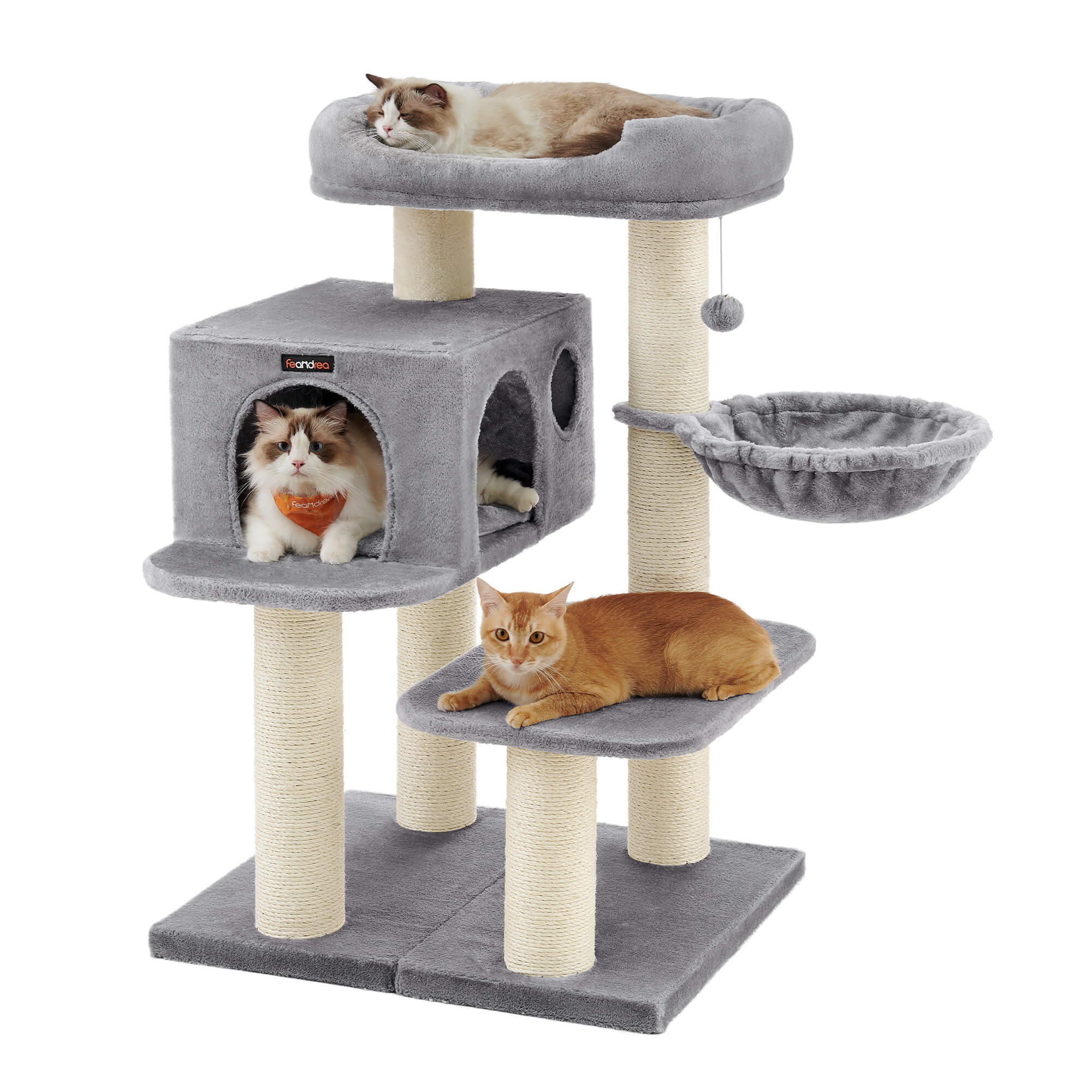 FEANDREA kissanpuutorni XXL-mukavalla tasolla, kori, sisalpylväät